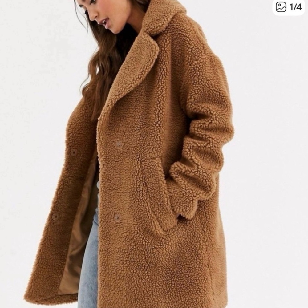 Abercrombie & Fitch brown teddy bear jacket